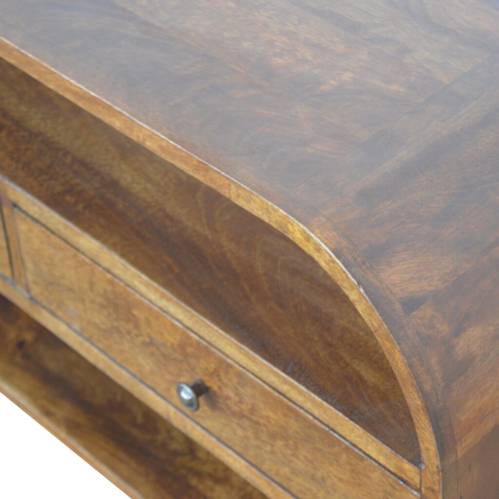 Chestnut Curved Edge Media Unit with 2 Drawers - Image 5