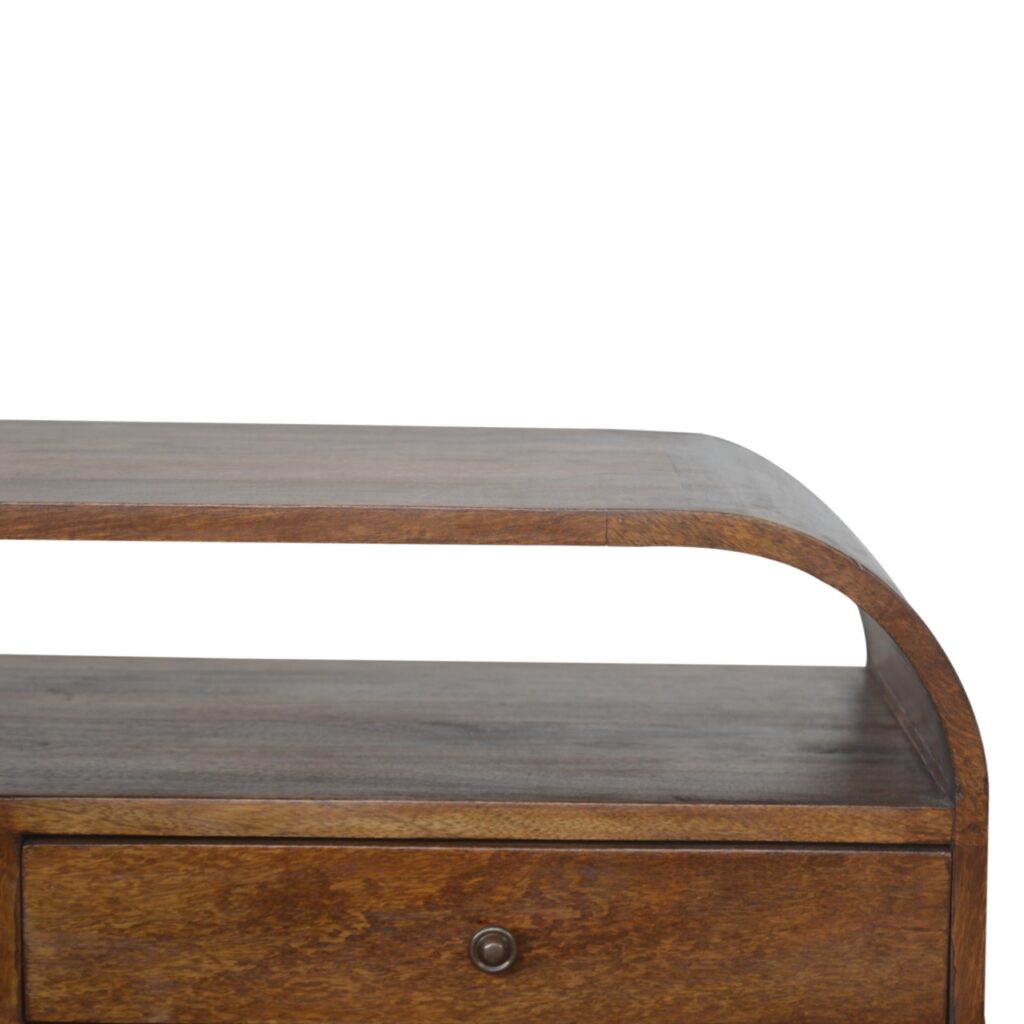 Chestnut Curved Edge Media Unit with 2 Drawers - Image 6