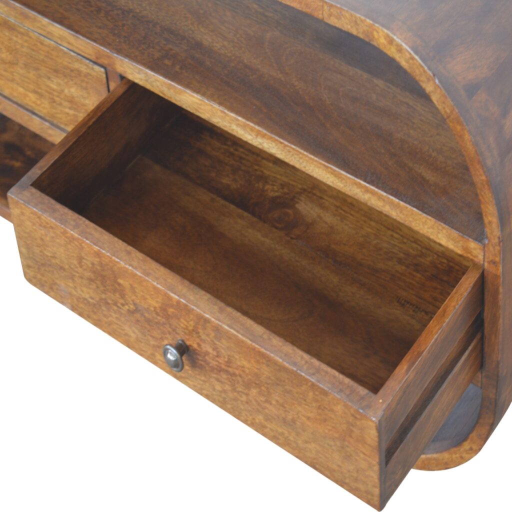 Chestnut Curved Edge Media Unit with 2 Drawers - Image 4
