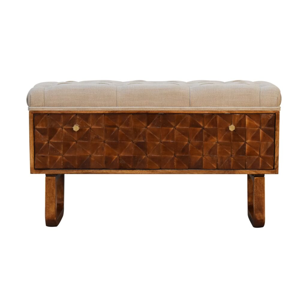 'U' Chestnut Pineapple Bench - Image 2