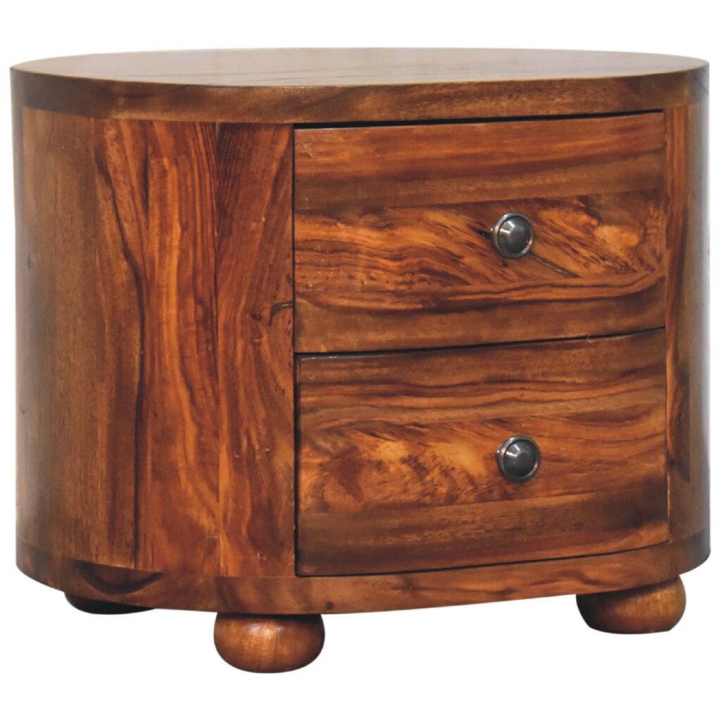 Round Honey Bedside with Bun Feet - Image 3
