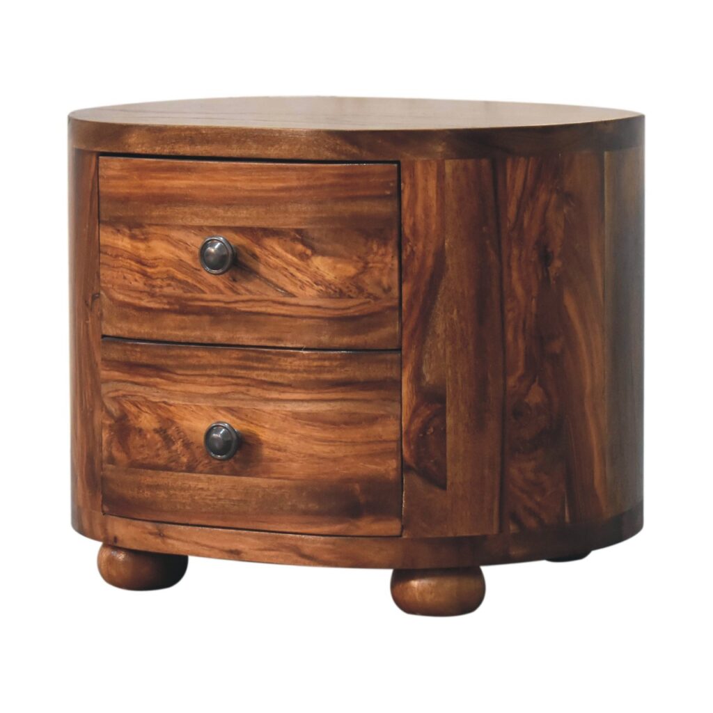 Round Honey Bedside with Bun Feet - Image 2