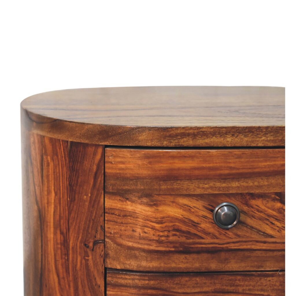 Round Honey Bedside with Bun Feet - Image 4