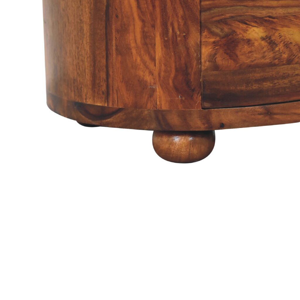 Round Honey Bedside with Bun Feet - Image 7