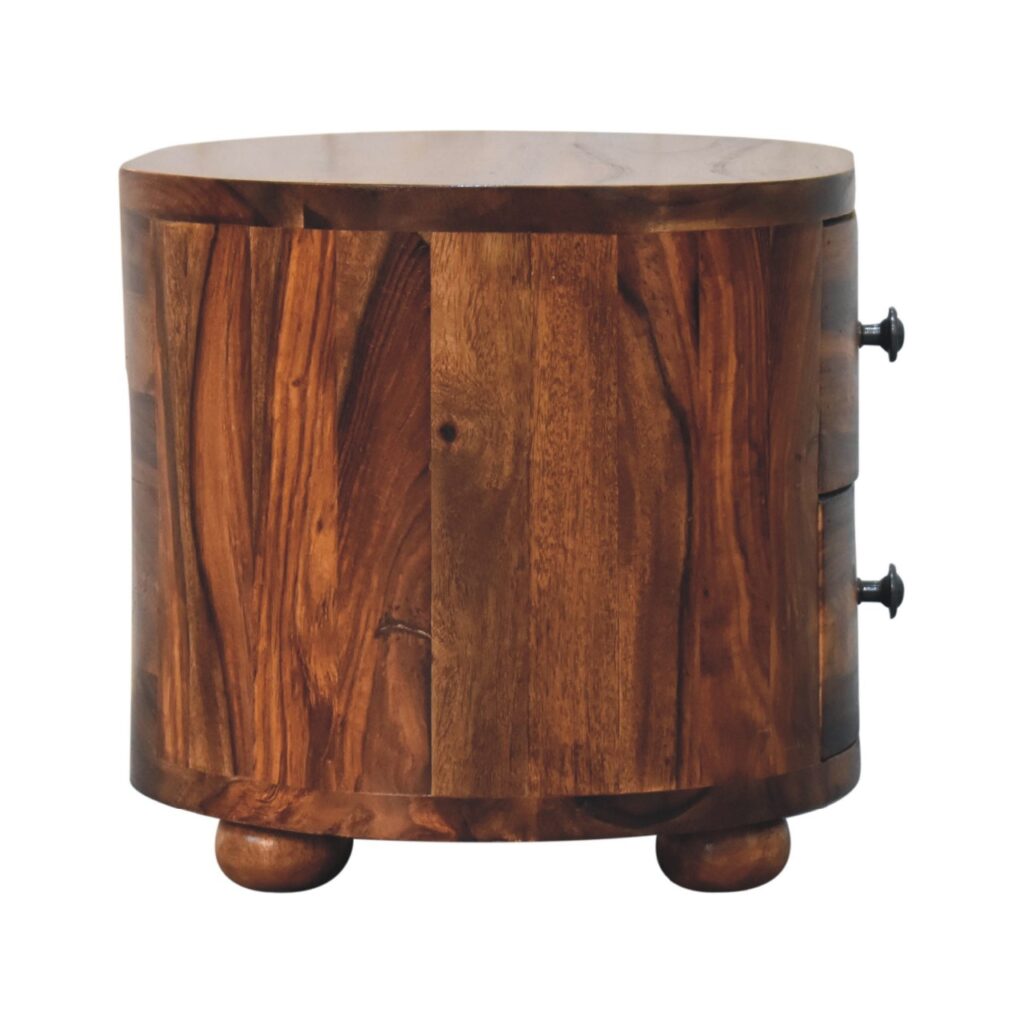 Round Honey Bedside with Bun Feet - Image 8