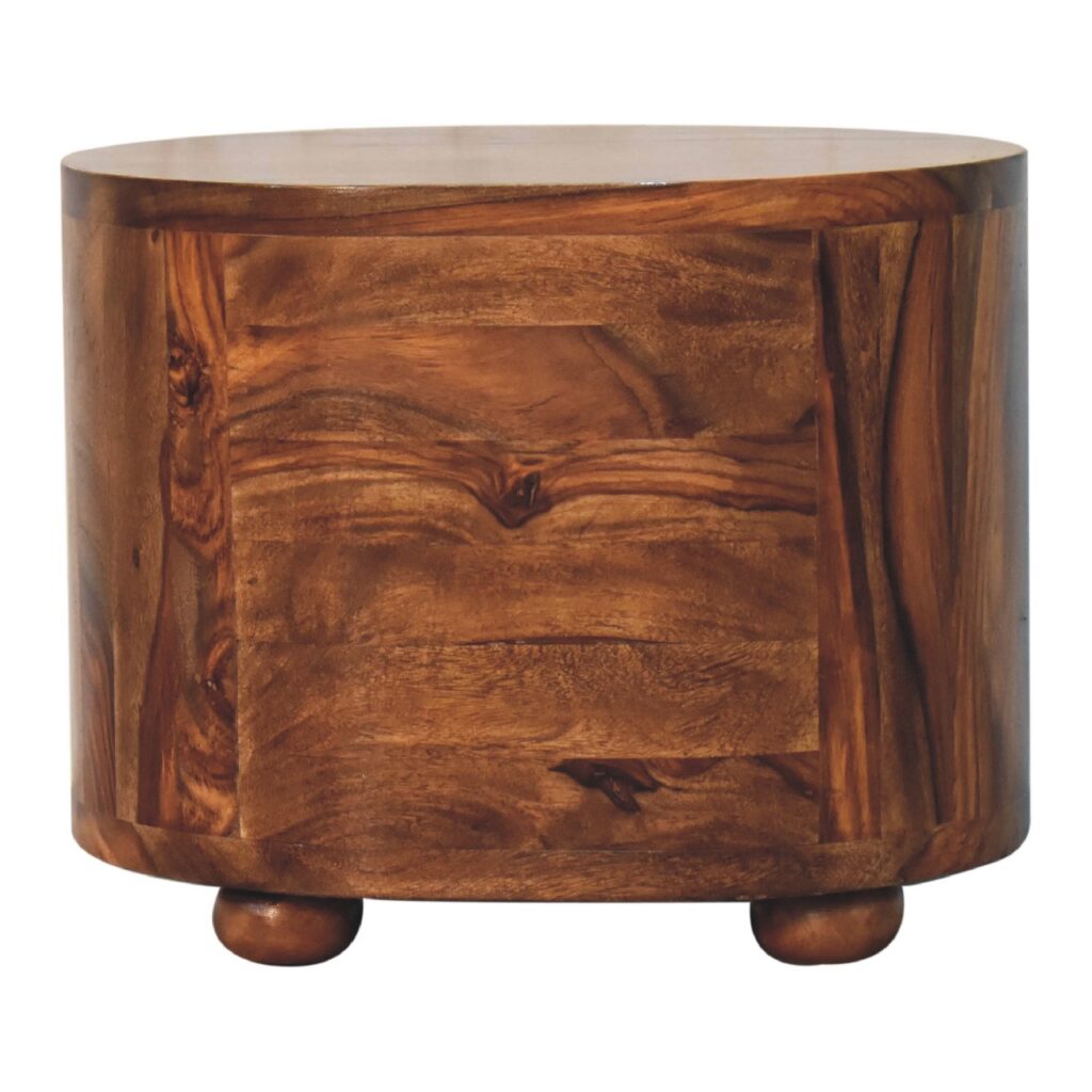 Round Honey Bedside with Bun Feet - Image 9