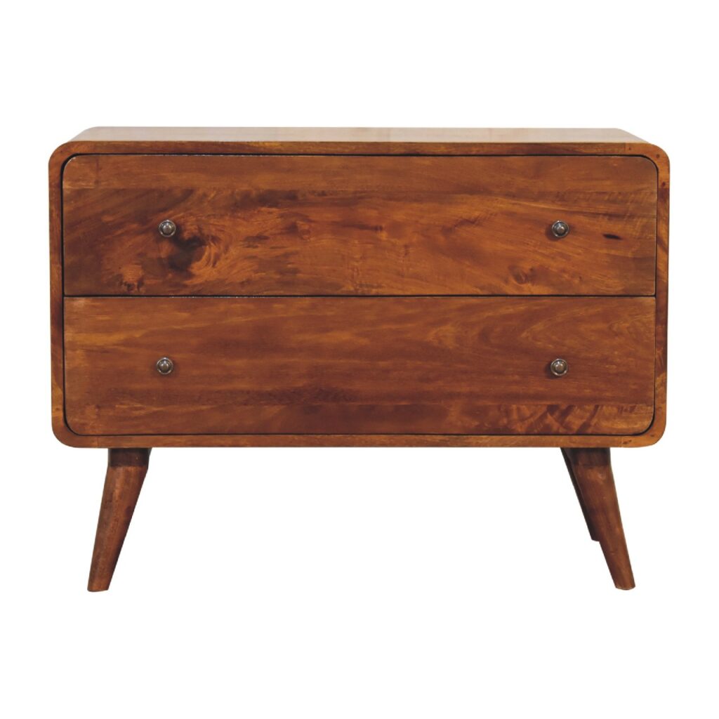 2 Drawer Curved Chestnut Chest - Image 2
