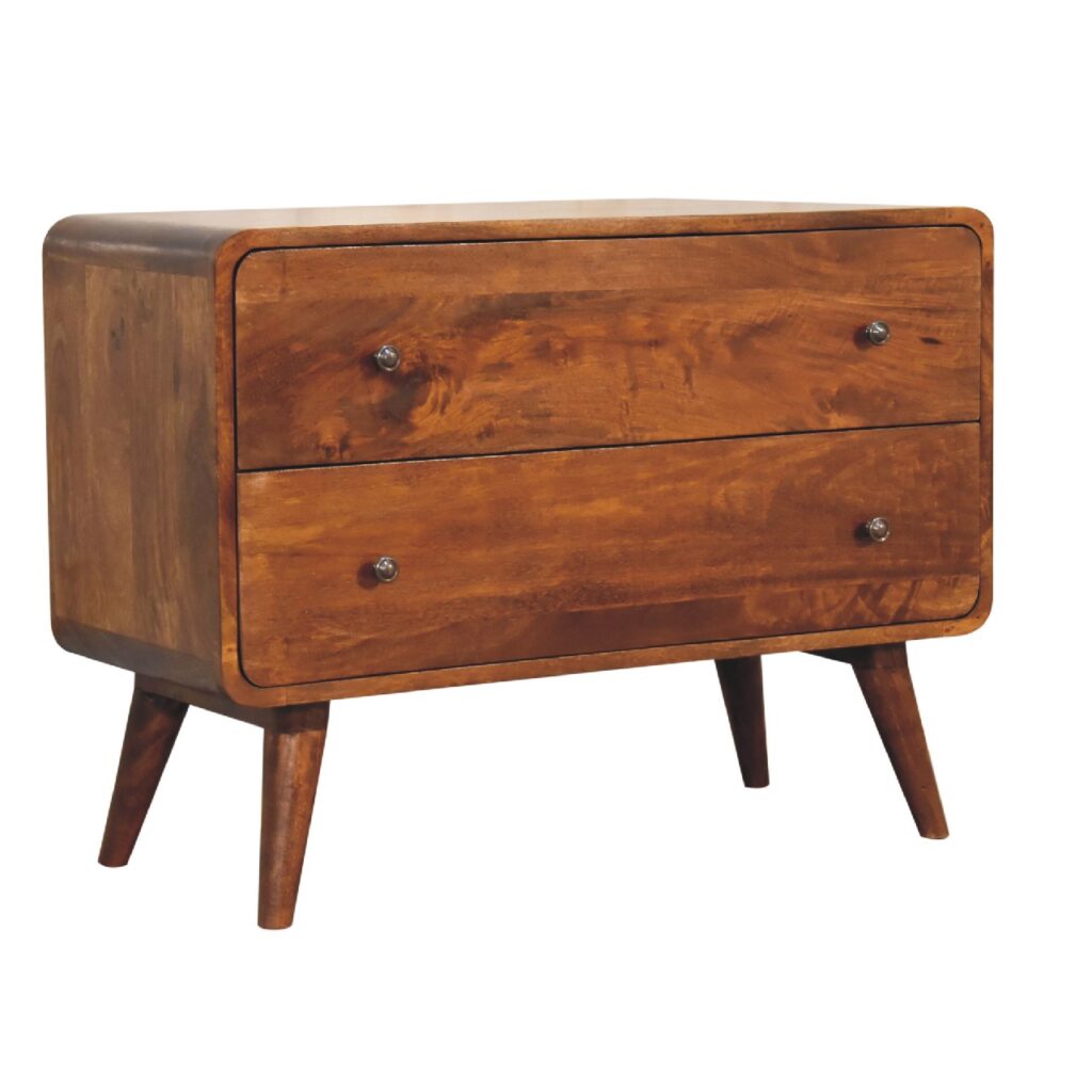 2 Drawer Curved Chestnut Chest - Image 4