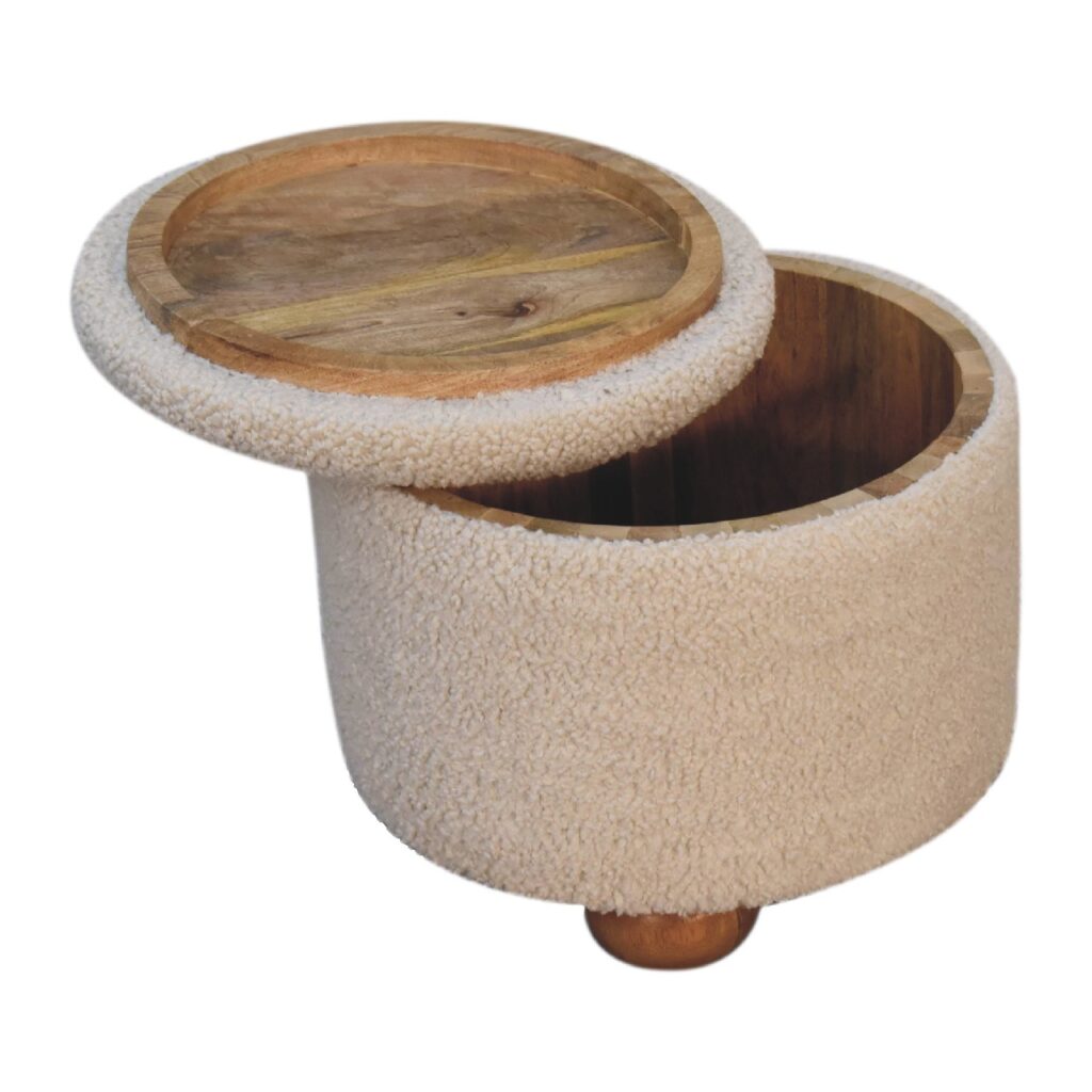 Cream Boucle Storage Footstool - Image 8