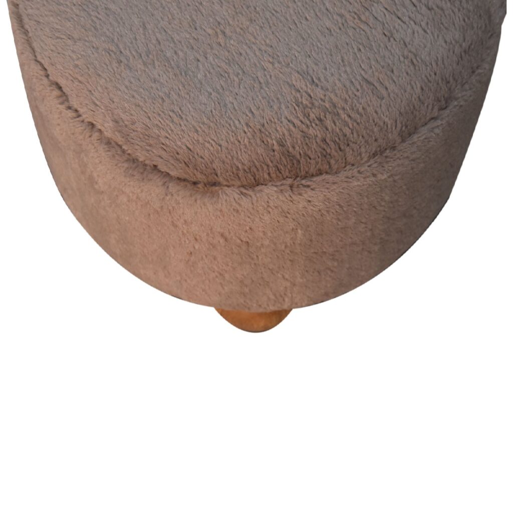 Mocha Faux Fur Round Ball Footstool - Image 5