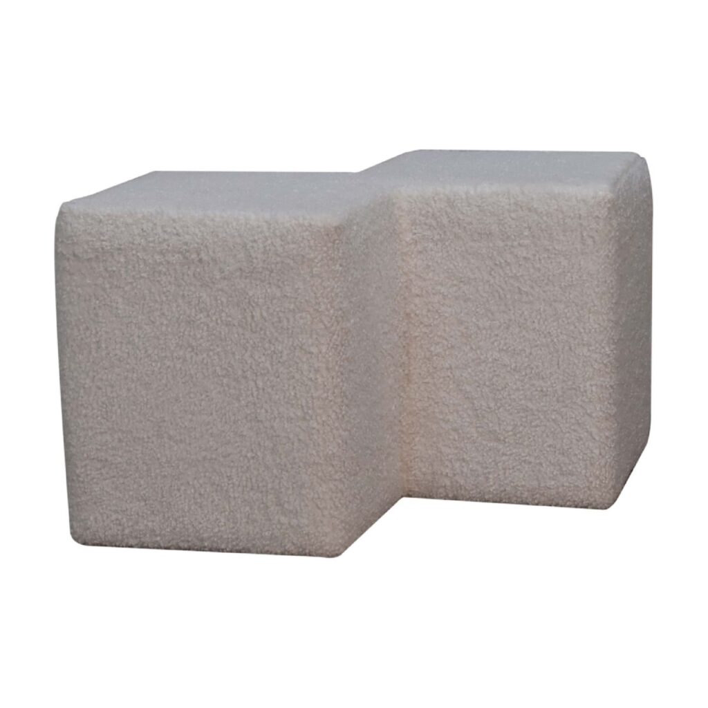 White Boucle Twin Footstool - Image 3