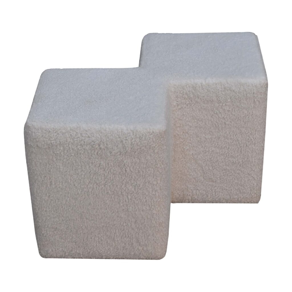 White Boucle Twin Footstool - Image 7