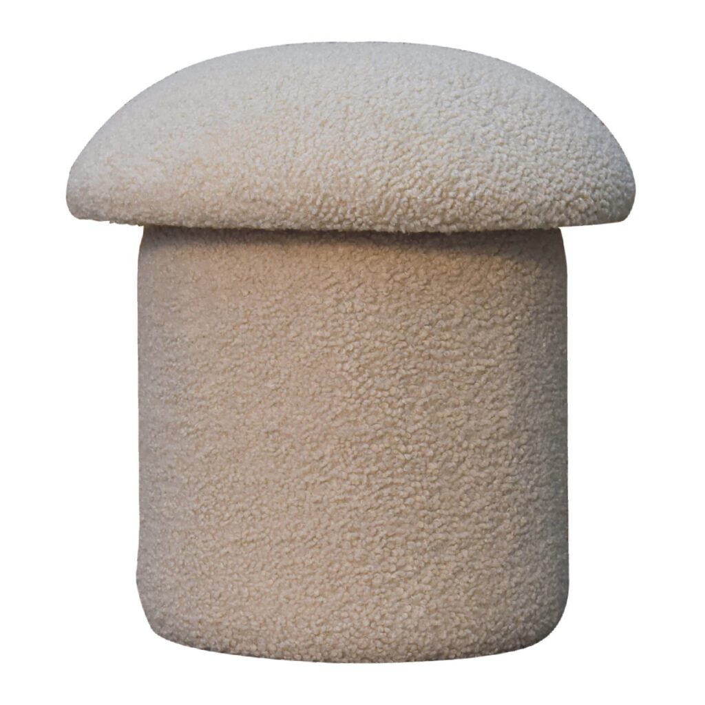 Cream Boucle Mushroom Footstool - Image 2