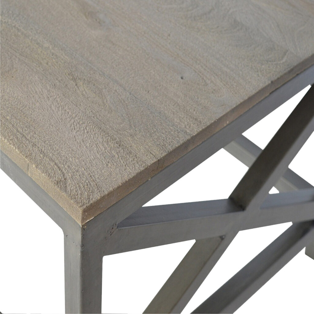 Industrial Cross Metal Oatmeal Coffee Table - Image 4