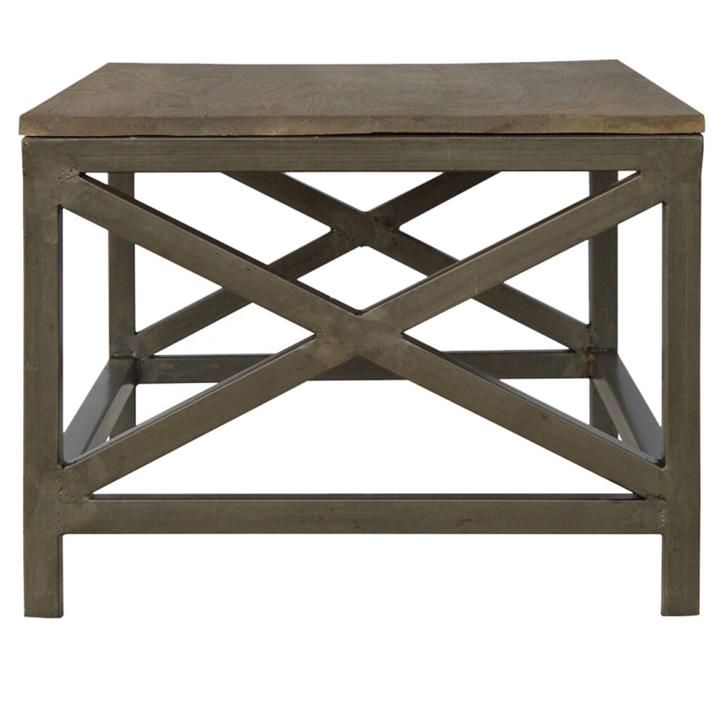 Industrial Cross Metal Oatmeal Coffee Table - Image 8