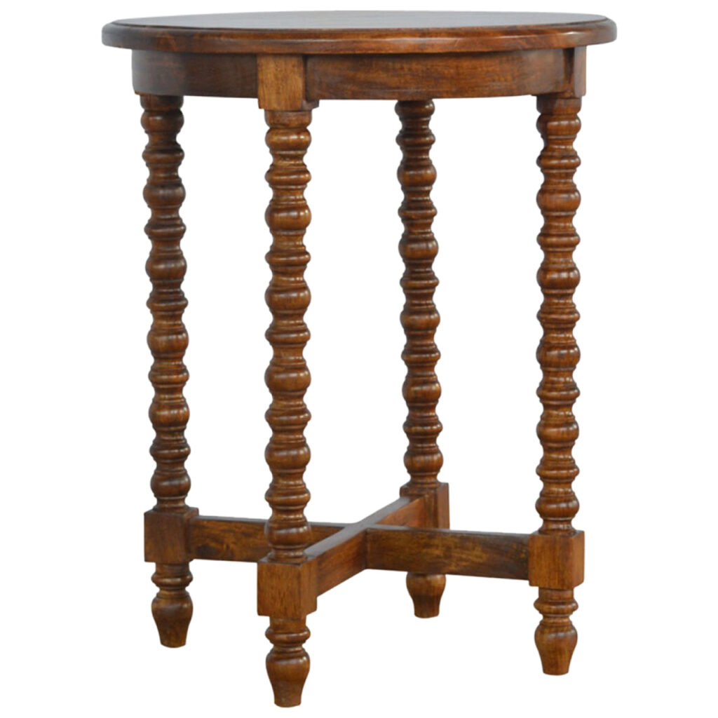 Mango Wood Small Round Tea Table - Image 3