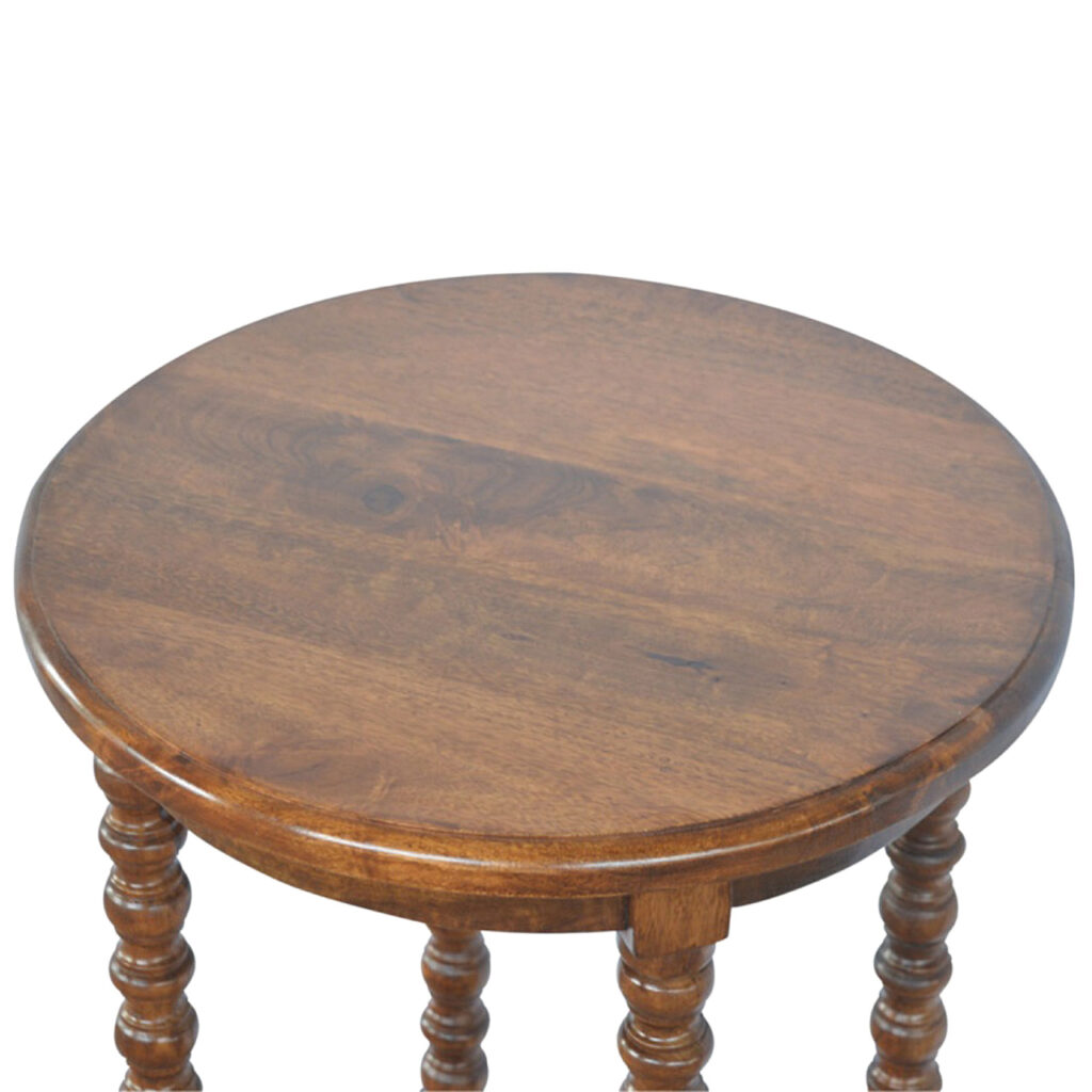 Mango Wood Small Round Tea Table - Image 6