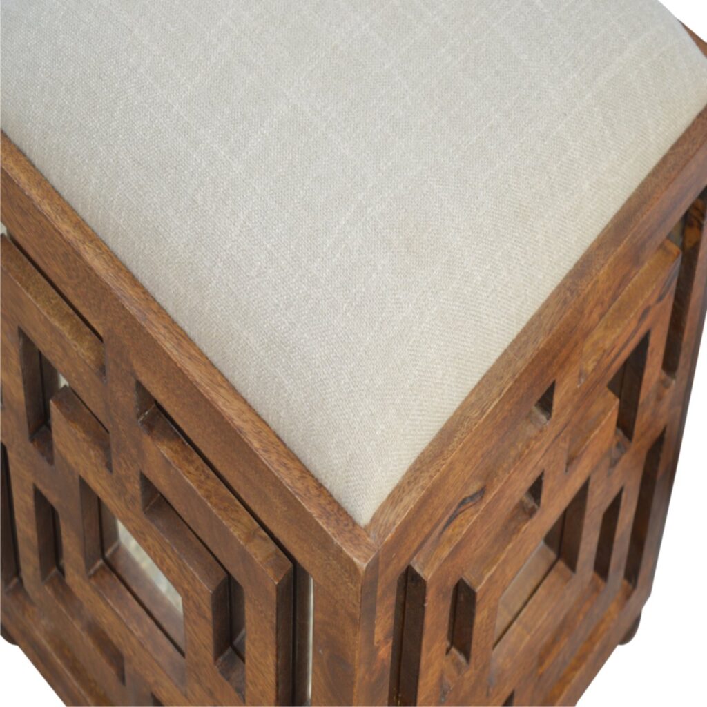Carved Linen Seat Footstool - Image 6