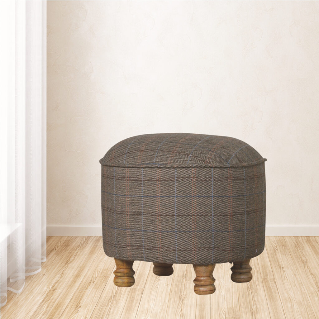 Oval Multi Tweed Foot Stool - Image 2
