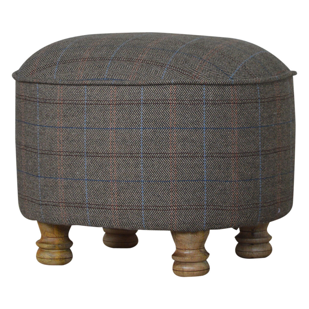 Oval Multi Tweed Foot Stool - Image 5