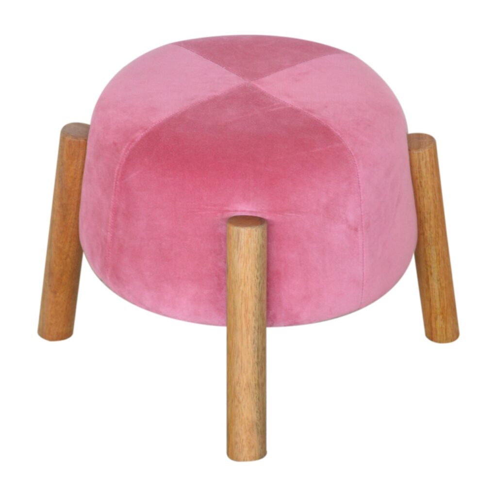 Pink Velvet Cone Footstool - Image 3
