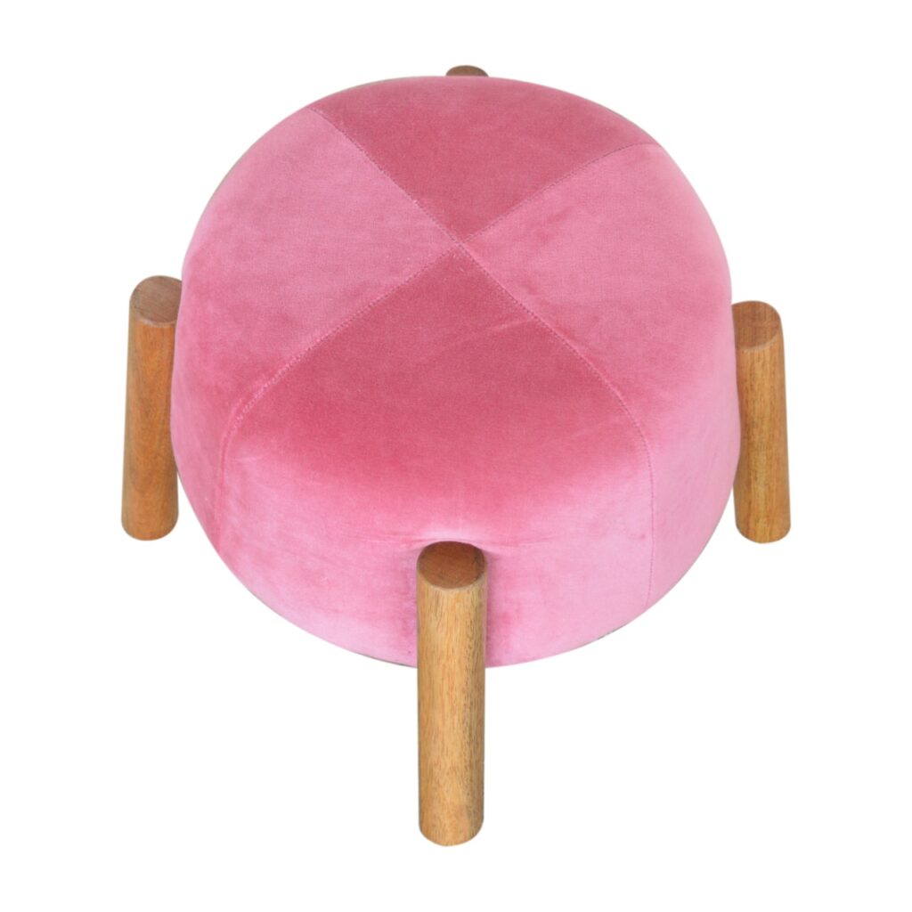 Pink Velvet Cone Footstool - Image 4
