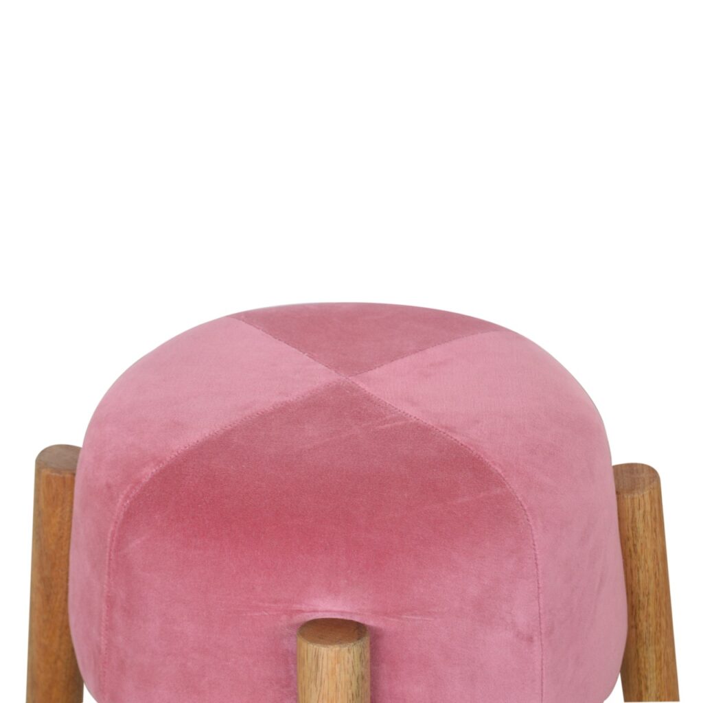 Pink Velvet Cone Footstool - Image 6