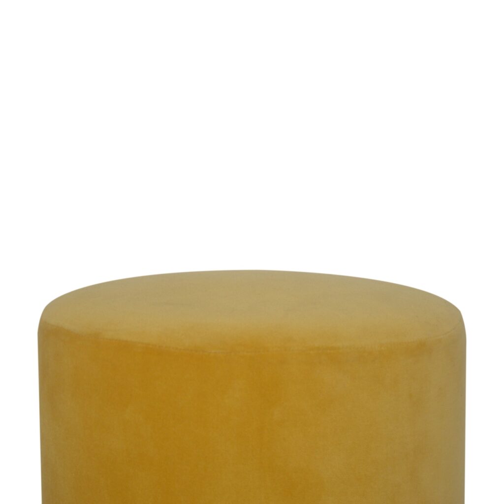 Mustard Velvet Wooden Footstool - Image 4