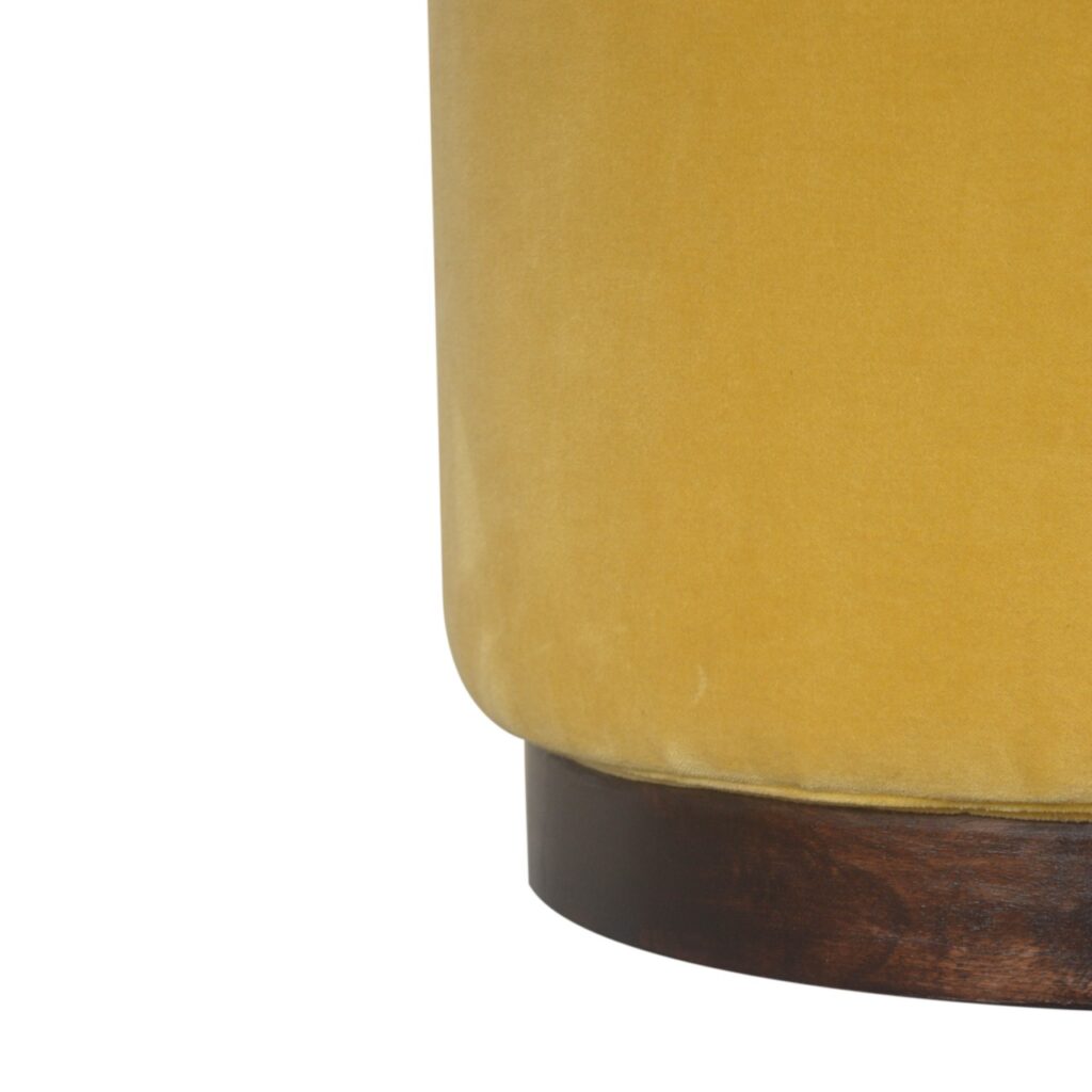 Mustard Velvet Wooden Footstool - Image 5