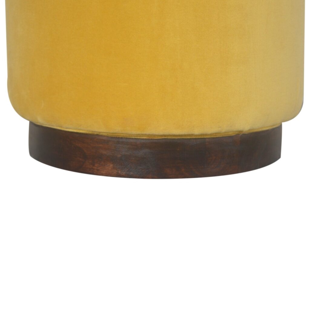 Mustard Velvet Wooden Footstool - Image 6