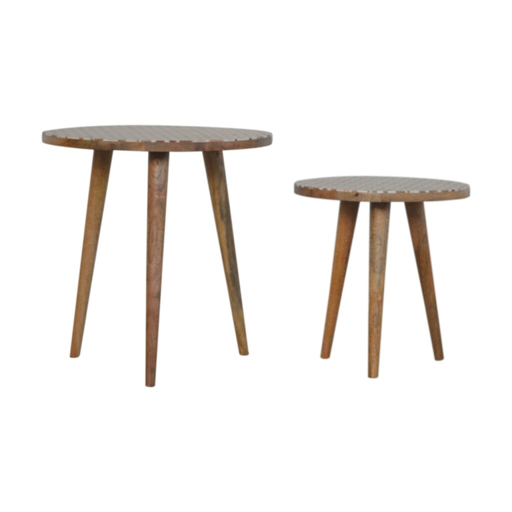 White Pattern Footstool Set of 2 - Image 2