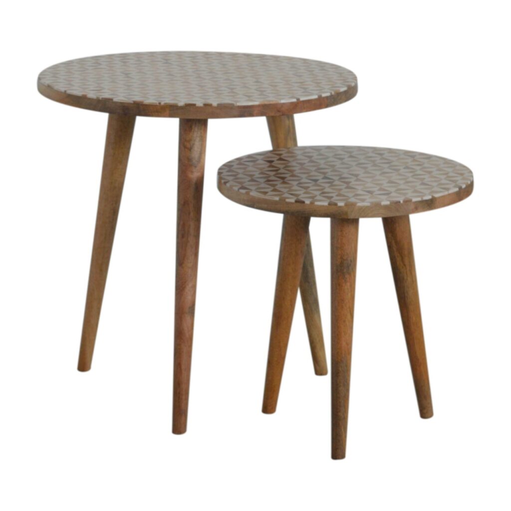 White Pattern Footstool Set of 2 - Image 3
