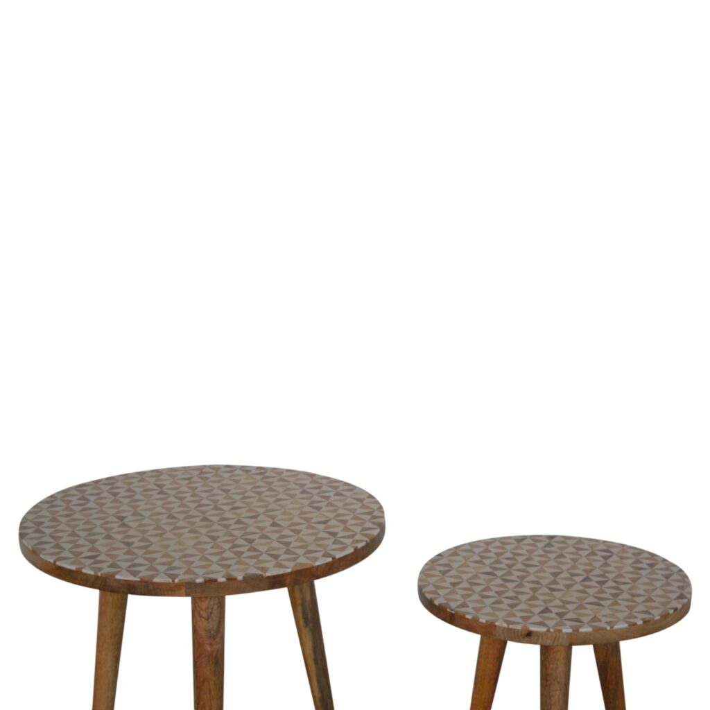 White Pattern Footstool Set of 2 - Image 5
