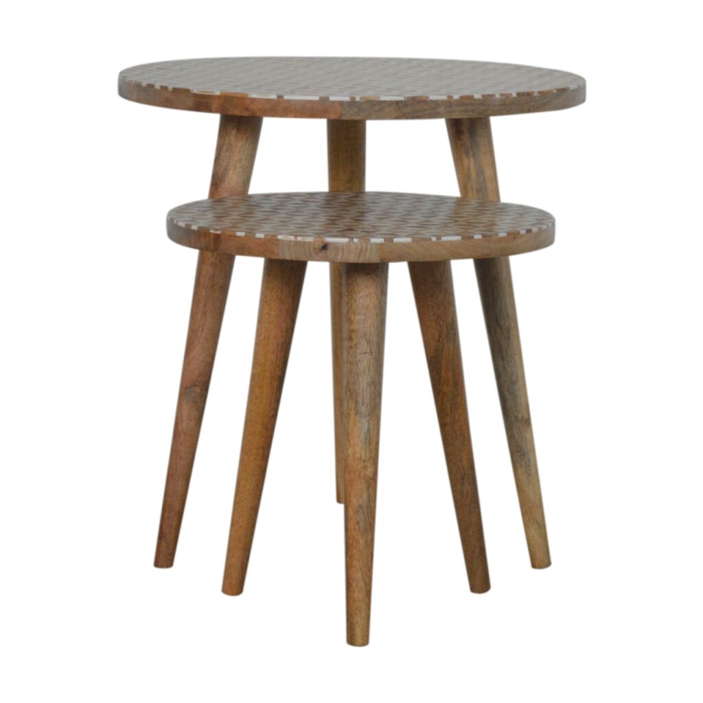 White Pattern Footstool Set of 2 - Image 6