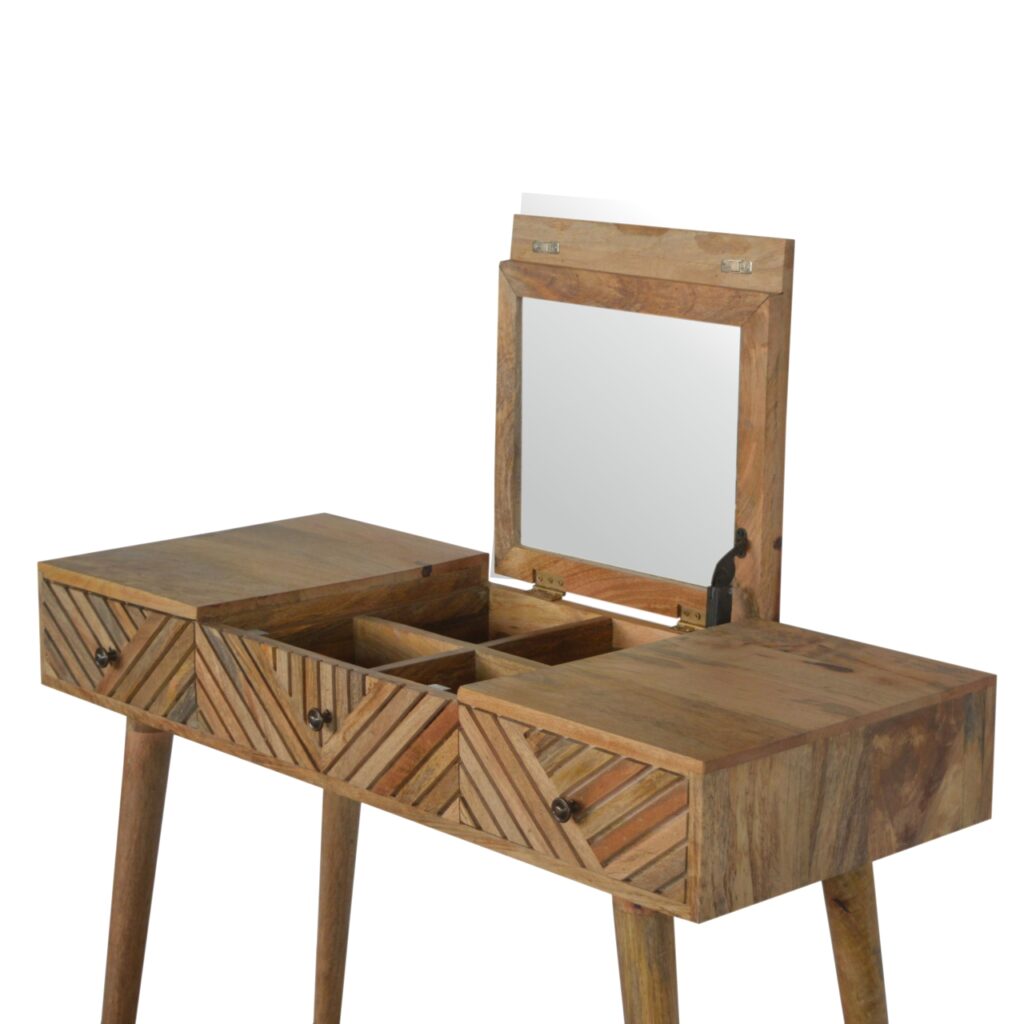 Line Carved Foldable Dressing Table - Image 6