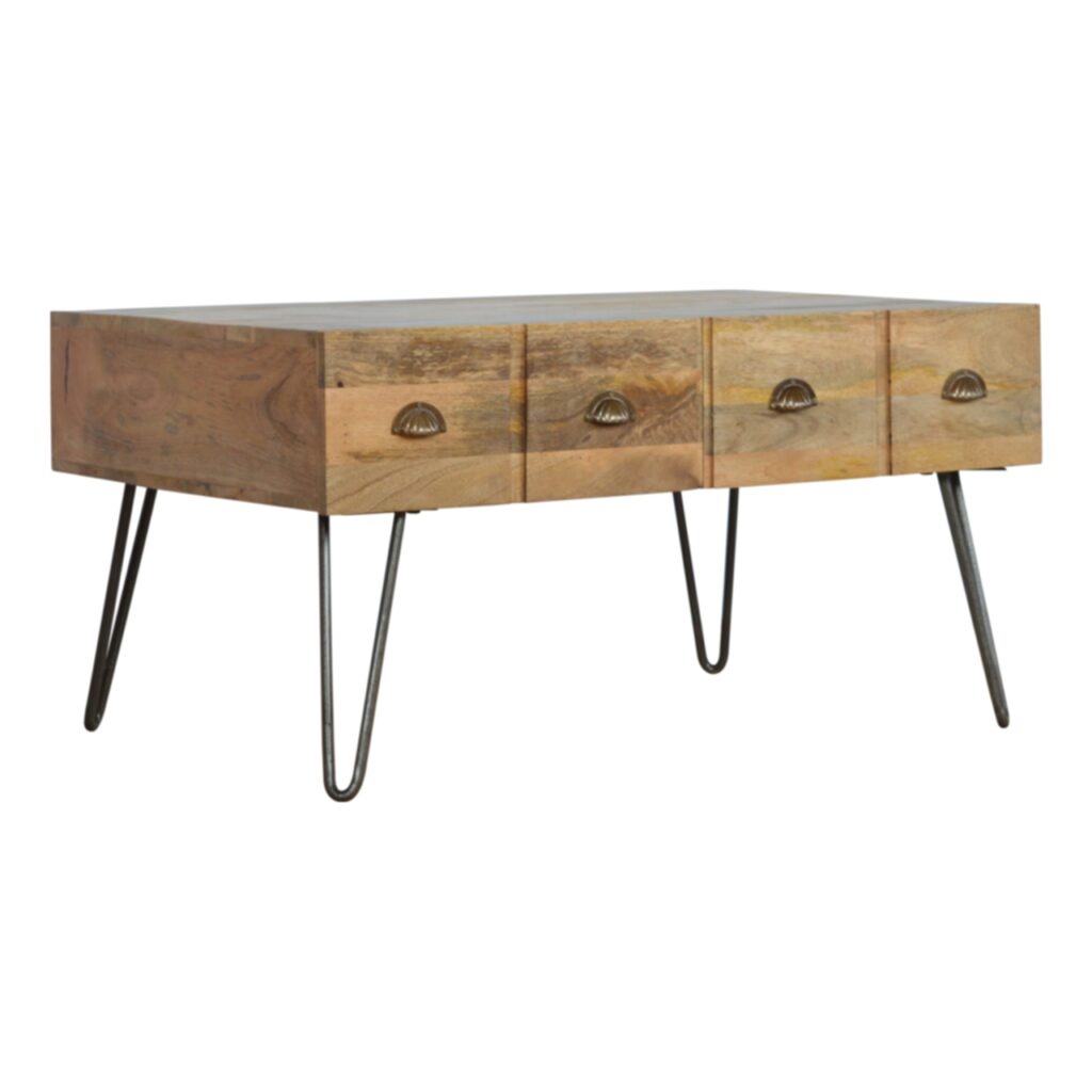 Iron Base Coffee Table with 2 Drawers - Image 2