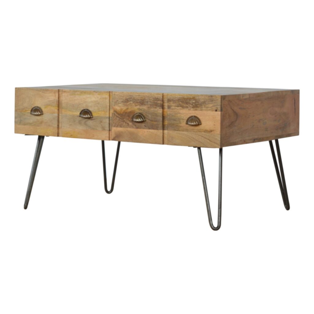 Iron Base Coffee Table with 2 Drawers - Image 3
