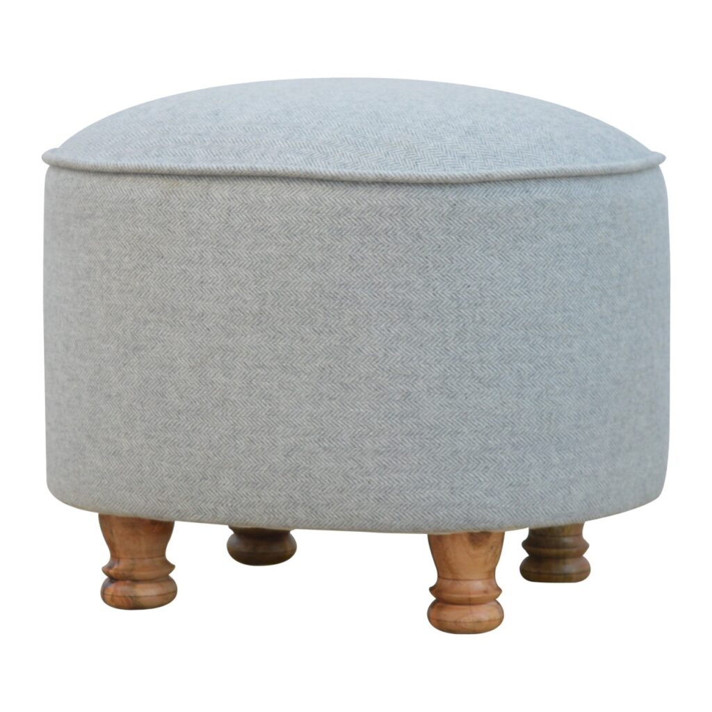 Light Grey Tweed Oval Footstool - Image 2