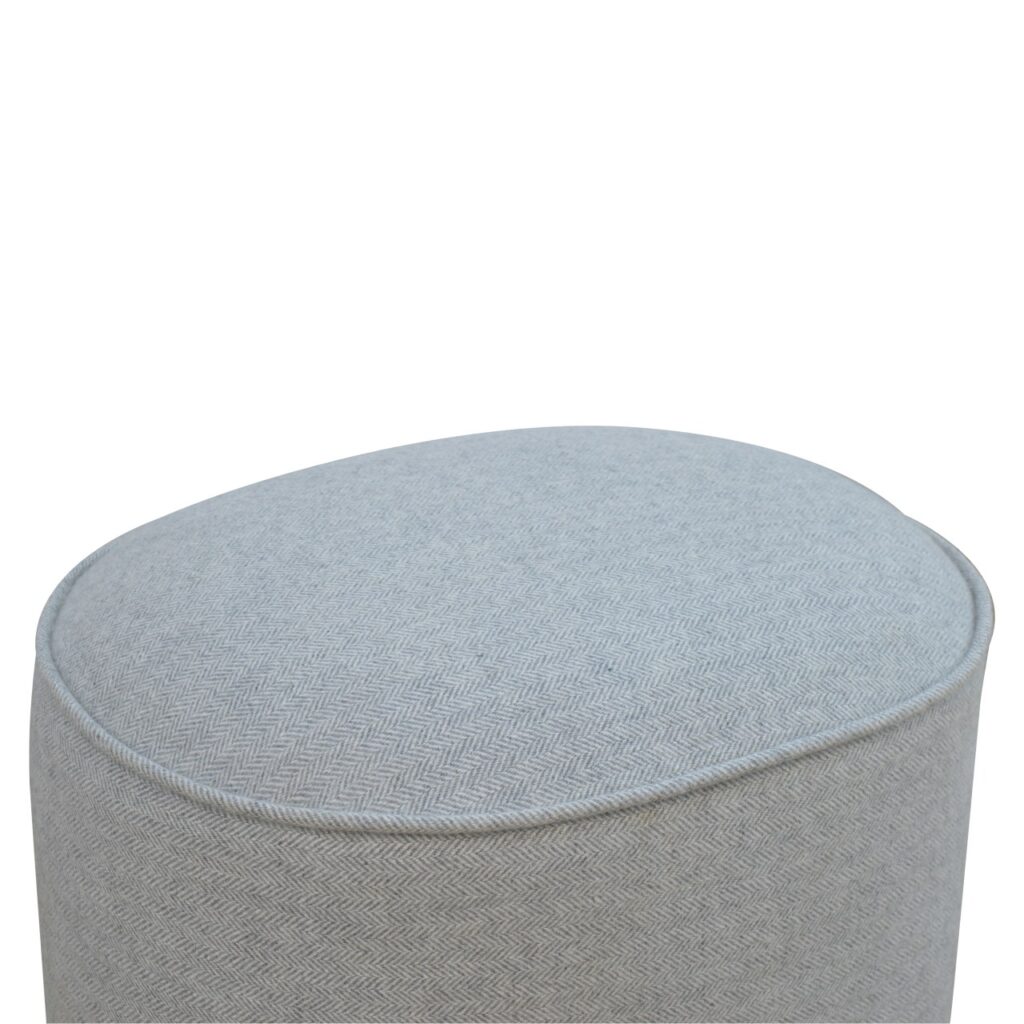 Light Grey Tweed Oval Footstool - Image 4
