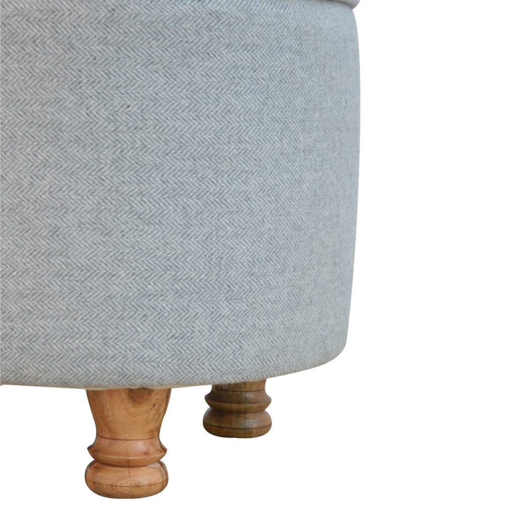 Light Grey Tweed Oval Footstool - Image 6