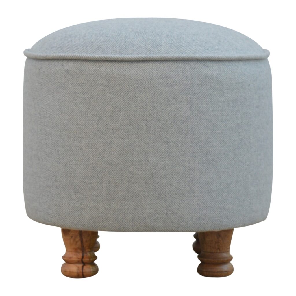 Light Grey Tweed Oval Footstool - Image 7