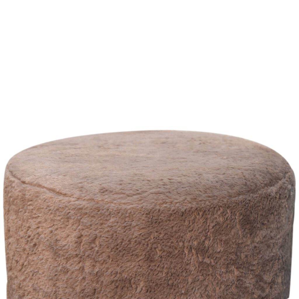 Mocha Faux Fur Round Footstool - Image 7