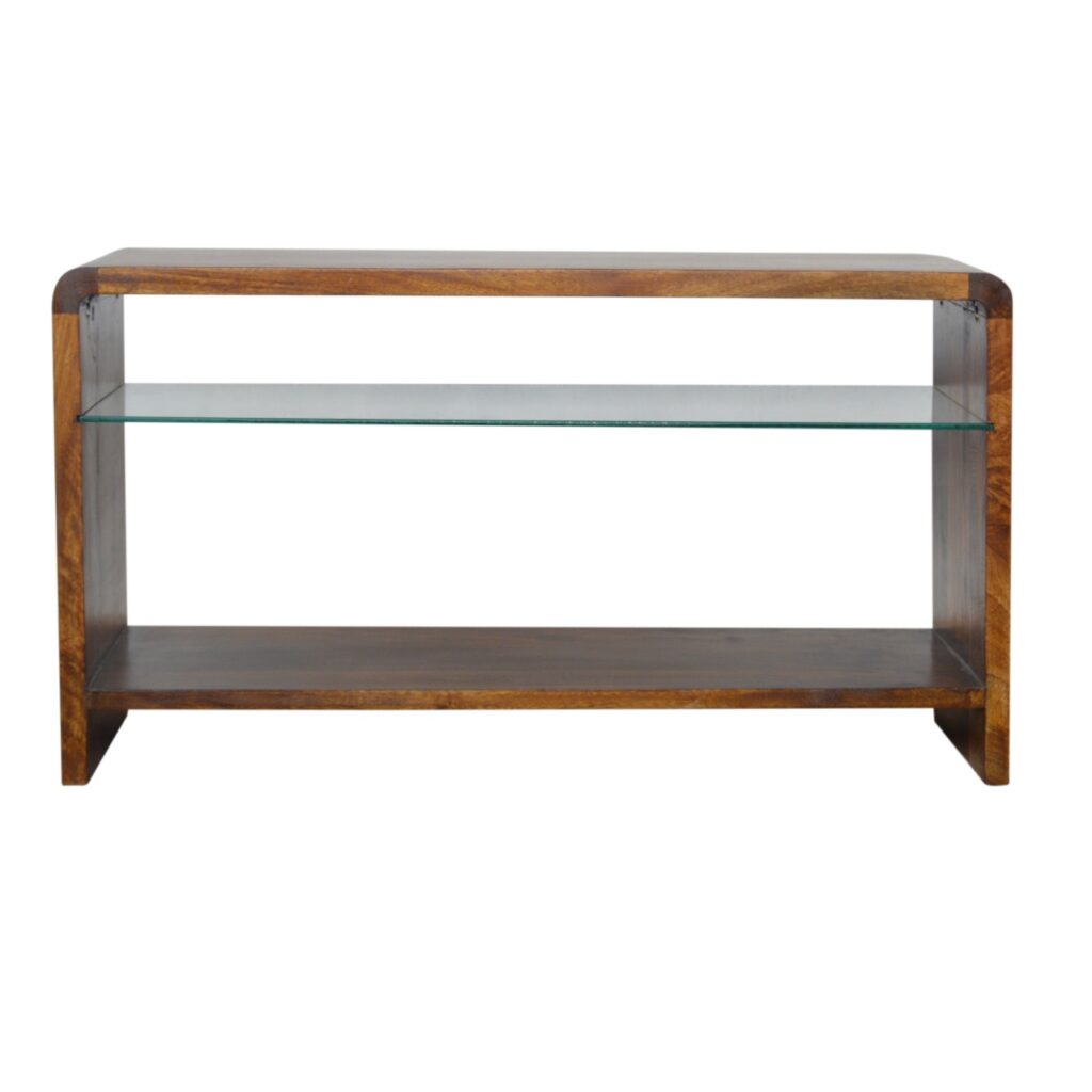 Chestnut Glass Shelf Media Unit - Image 2