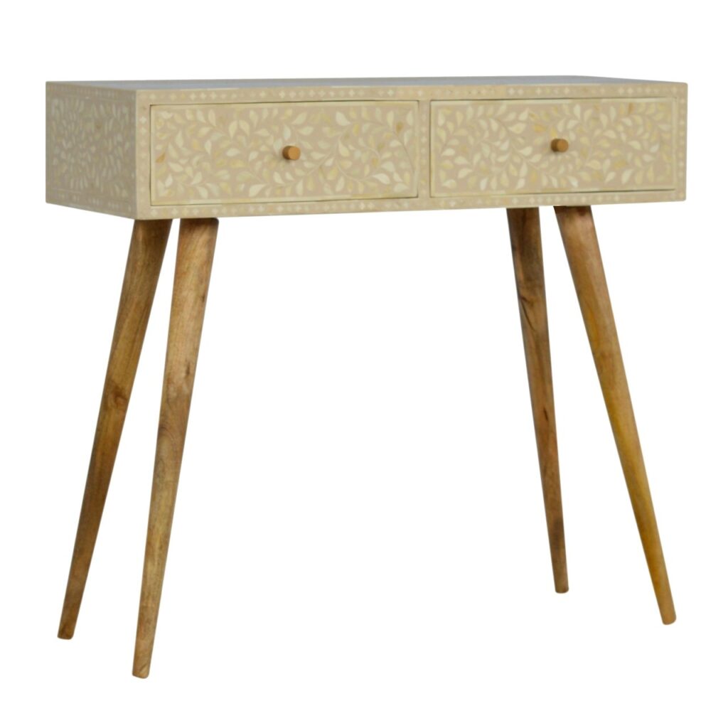 Floral Bone Inlay Console Table - Image 2