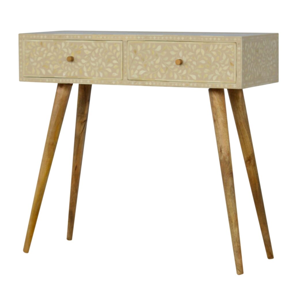 Floral Bone Inlay Console Table - Image 3