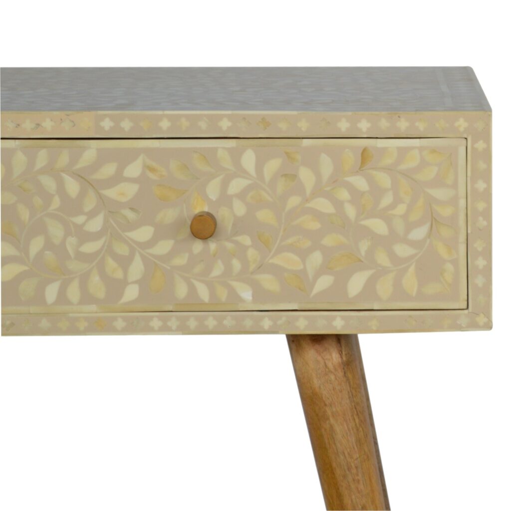 Floral Bone Inlay Console Table - Image 7