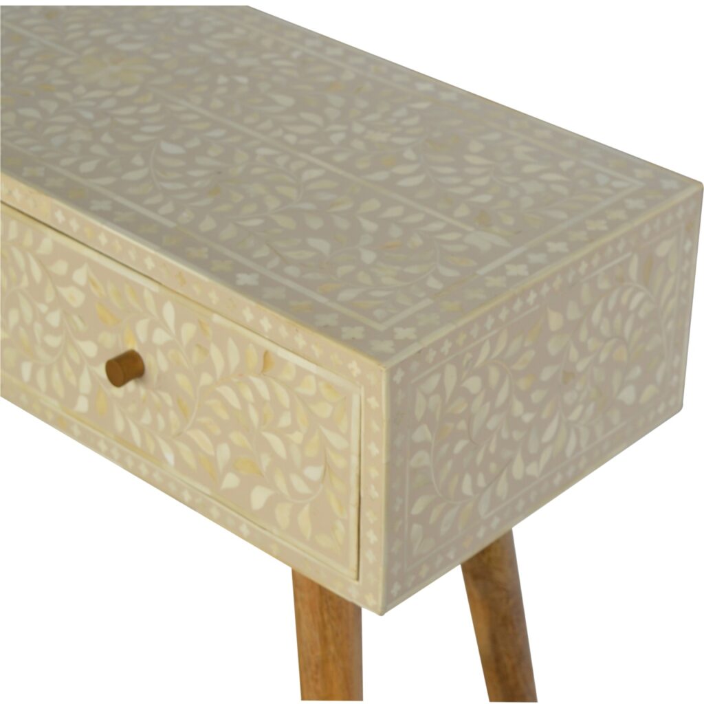 Floral Bone Inlay Console Table - Image 4