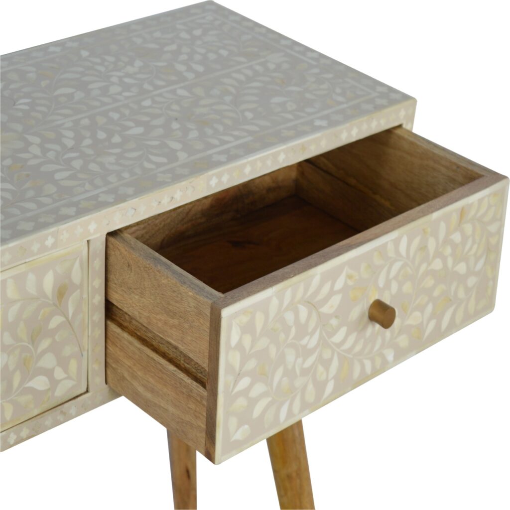 Floral Bone Inlay Console Table - Image 5