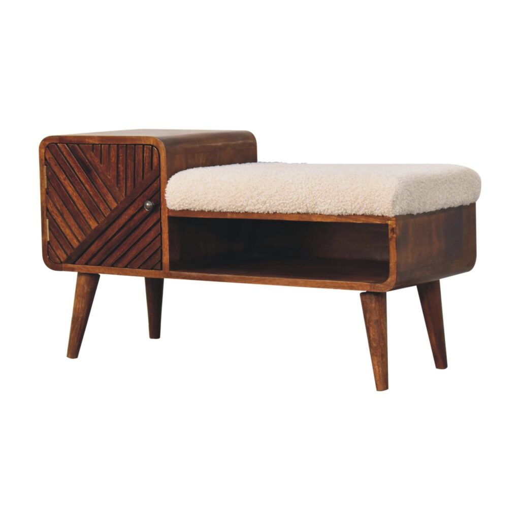 Boucle Carved Chestnut Telephone Table - Image 2
