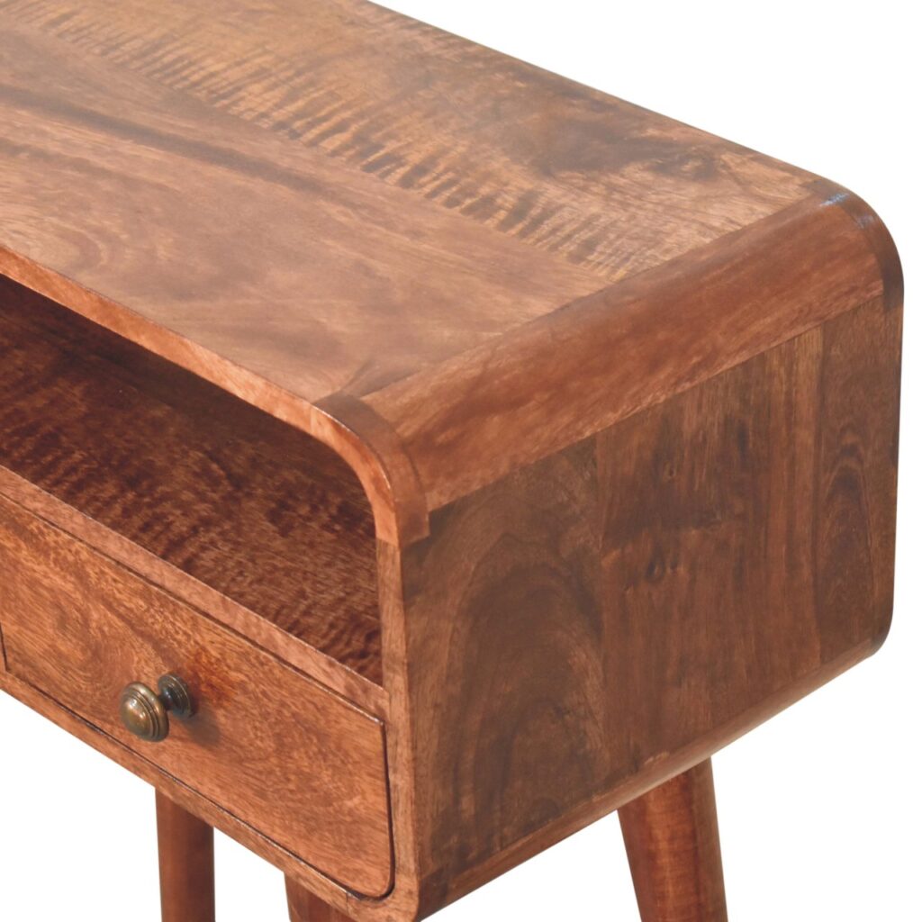 Mini Curved Honey Caramel Console Table - Image 5